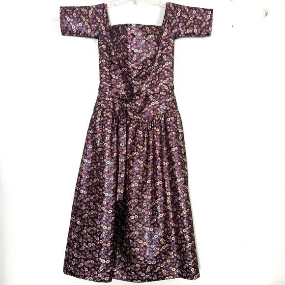 Sea New York Metallic Floral Belted Midi Dress - 2‎ - Picture 1 of 15